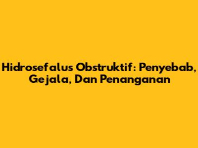 Hidrosefalus Obstruktif: Penyebab, Gejala, Dan Penanganan