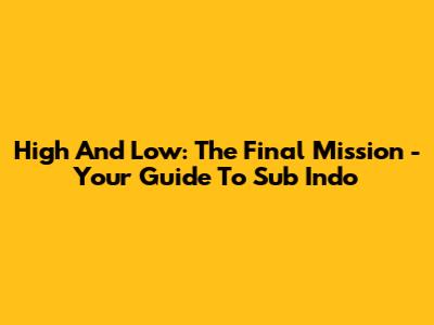 High And Low: The Final Mission - Your Guide To Sub Indo