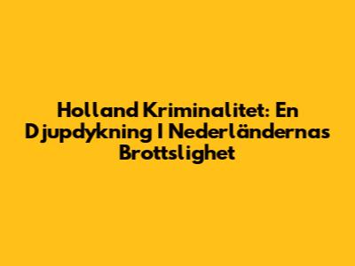 Holland Kriminalitet: En Djupdykning I Nederländernas Brottslighet