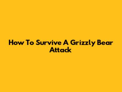 How To Survive A Grizzly Bear Attack