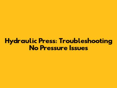 Hydraulic Press: Troubleshooting No Pressure Issues