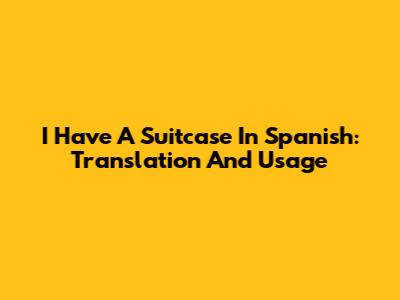 I Have A Suitcase In Spanish: Translation And Usage