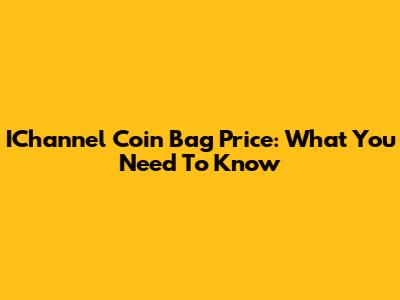 IChannel Coin Bag Price: What You Need To Know