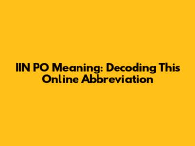 IIN PO Meaning: Decoding This Online Abbreviation