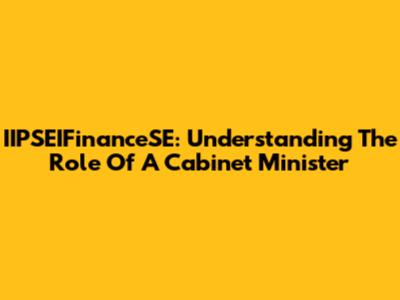 IIPSEIFinanceSE: Understanding The Role Of A Cabinet Minister