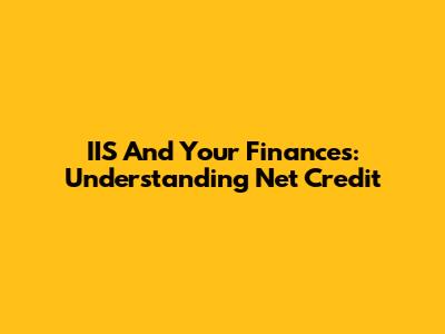 IIS And Your Finances: Understanding Net Credit