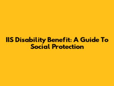 IIS Disability Benefit: A Guide To Social Protection