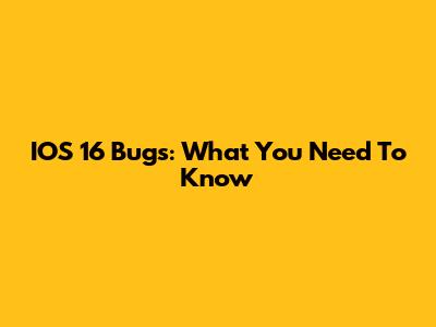 IOS 16 Bugs: What You Need To Know