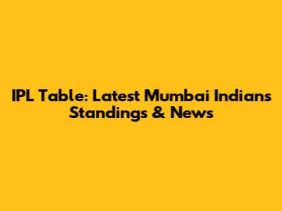 IPL Table: Latest Mumbai Indians Standings & News