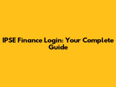 IPSE Finance Login: Your Complete Guide