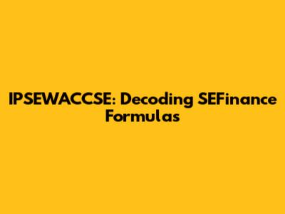 IPSEWACCSE: Decoding SEFinance Formulas