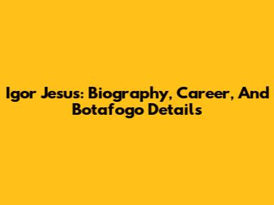 Igor Jesus: Biography, Career, And Botafogo Details