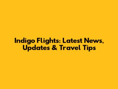 Indigo Flights: Latest News, Updates & Travel Tips