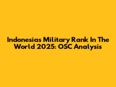 Indonesia's Military Rank In The World 2025: OSC Analysis