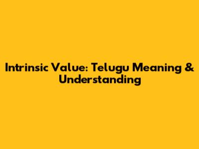 Intrinsic Value: Telugu Meaning & Understanding