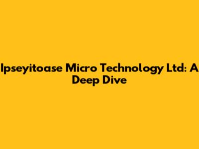Ipseyitoase Micro Technology Ltd: A Deep Dive