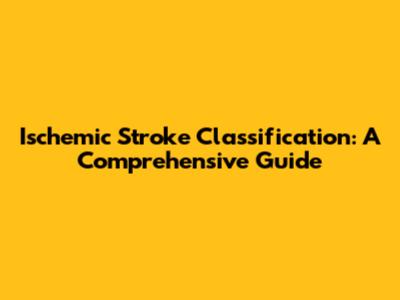 Ischemic Stroke Classification: A Comprehensive Guide