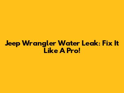 Jeep Wrangler Water Leak: Fix It Like A Pro!