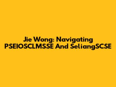 Jie Wong: Navigating PSEIOSCLMSSE And SeliangSCSE