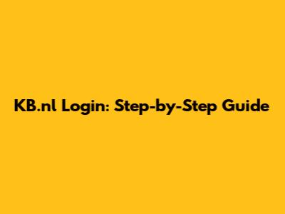 KB.nl Login: Step-by-Step Guide