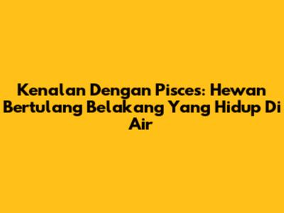 Kenalan Dengan Pisces: Hewan Bertulang Belakang Yang Hidup Di Air