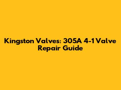 Kingston Valves: 305A 4-1 Valve Repair Guide