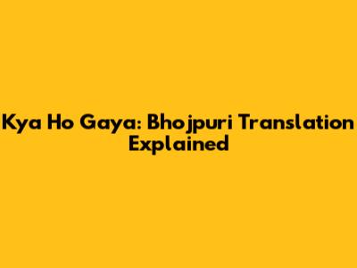 Kya Ho Gaya: Bhojpuri Translation Explained