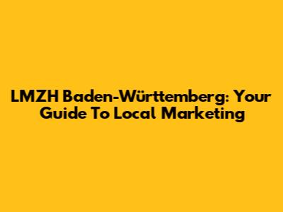 LMZH Baden-Württemberg: Your Guide To Local Marketing