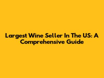 Largest Wine Seller In The US: A Comprehensive Guide