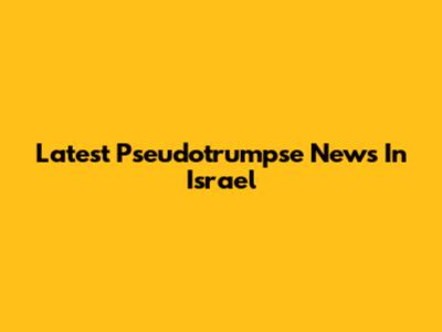Latest Pseudotrumpse News In Israel