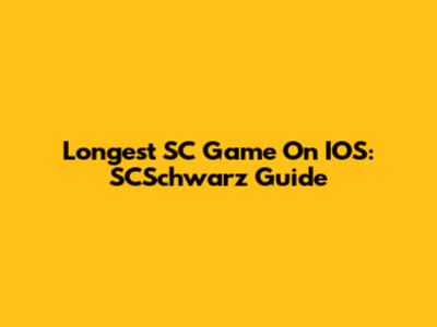Longest SC Game On IOS: SCSchwarz Guide
