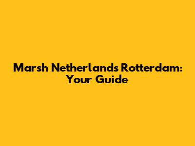 Marsh Netherlands Rotterdam: Your Guide