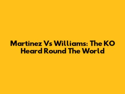 Martinez Vs Williams: The KO Heard Round The World