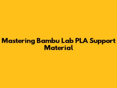 Mastering Bambu Lab PLA Support Material