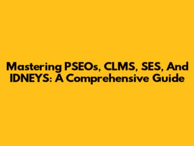 Mastering PSEOs, CLMS, SES, And IDNEYS: A Comprehensive Guide