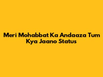 Meri Mohabbat Ka Andaaza Tum Kya Jaano Status