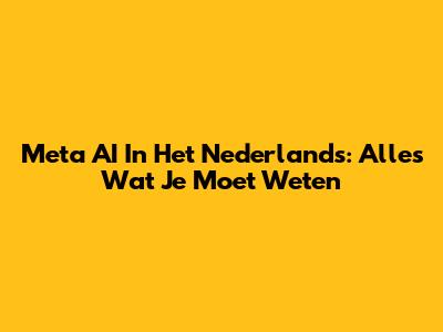 Meta AI In Het Nederlands: Alles Wat Je Moet Weten