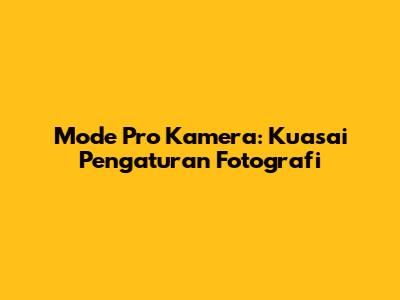 Mode Pro Kamera: Kuasai Pengaturan Fotografi