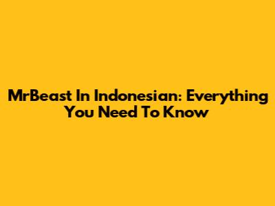 MrBeast In Indonesian: Everything You Need To Know