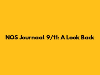 NOS Journaal 9/11: A Look Back