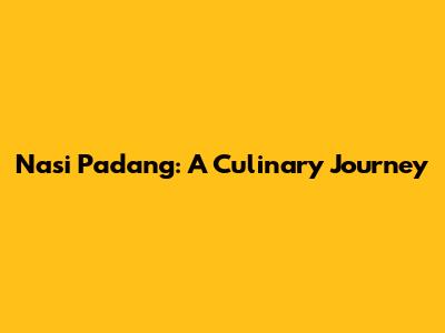 Nasi Padang: A Culinary Journey