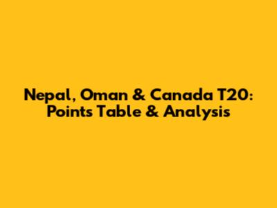 Nepal, Oman & Canada T20: Points Table & Analysis