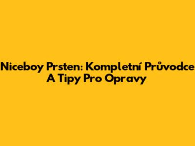 Niceboy Prsten: Kompletní Průvodce A Tipy Pro Opravy