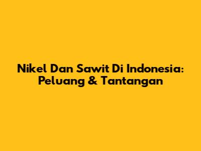 Nikel Dan Sawit Di Indonesia: Peluang & Tantangan