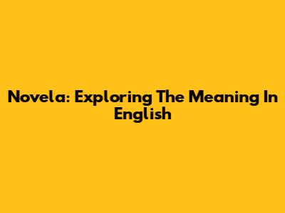 Novela: Exploring The Meaning In English