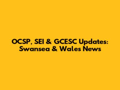 OCSP, SEI & GCESC Updates: Swansea & Wales News