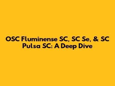 OSC Fluminense SC, SC Se, & SC Pulsa SC: A Deep Dive