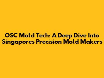 OSC Mold Tech: A Deep Dive Into Singapore's Precision Mold Makers
