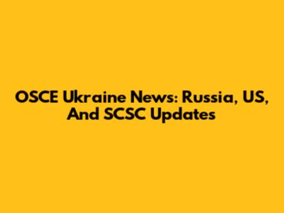 OSCE Ukraine News: Russia, US, And SCSC Updates