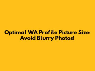 Optimal WA Profile Picture Size: Avoid Blurry Photos!